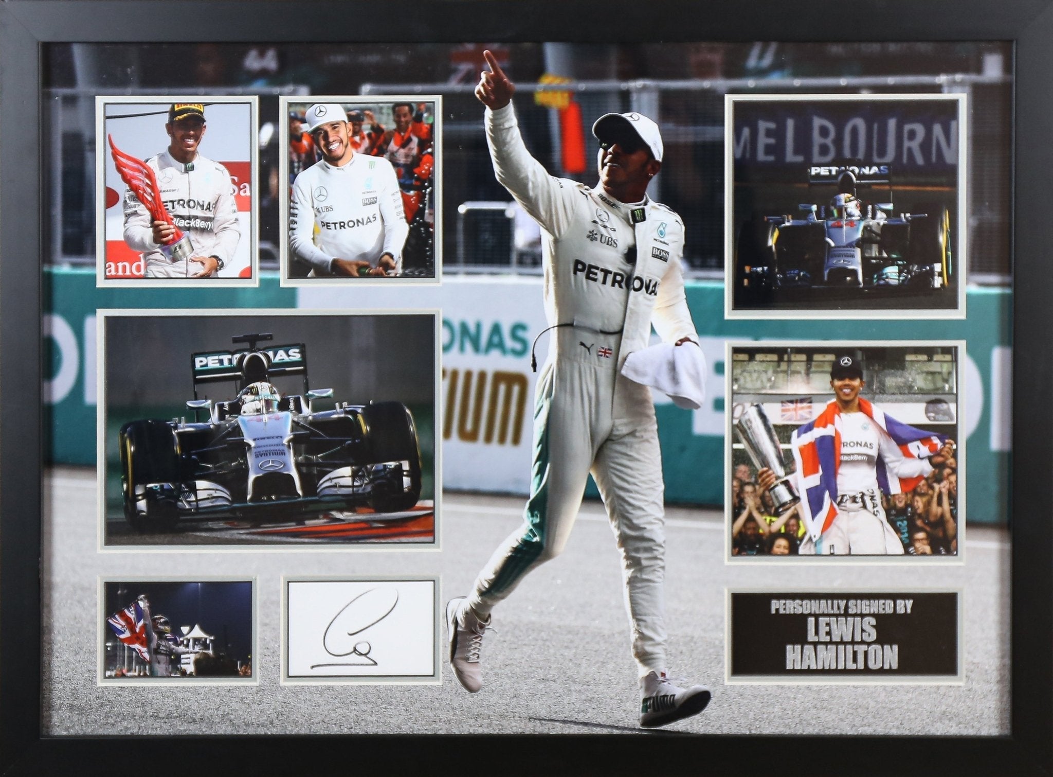 Lewis Hamilton Signed Whitecard Framed Display - Memorabilia Framers Shop